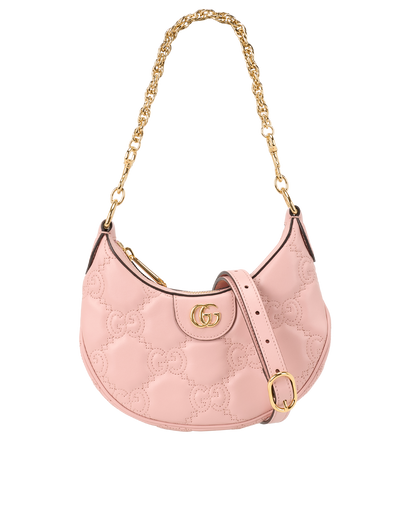 Crescent-Shaped Shoulder Bag, &pound;750, Handbags, Pink, Leather, Front view